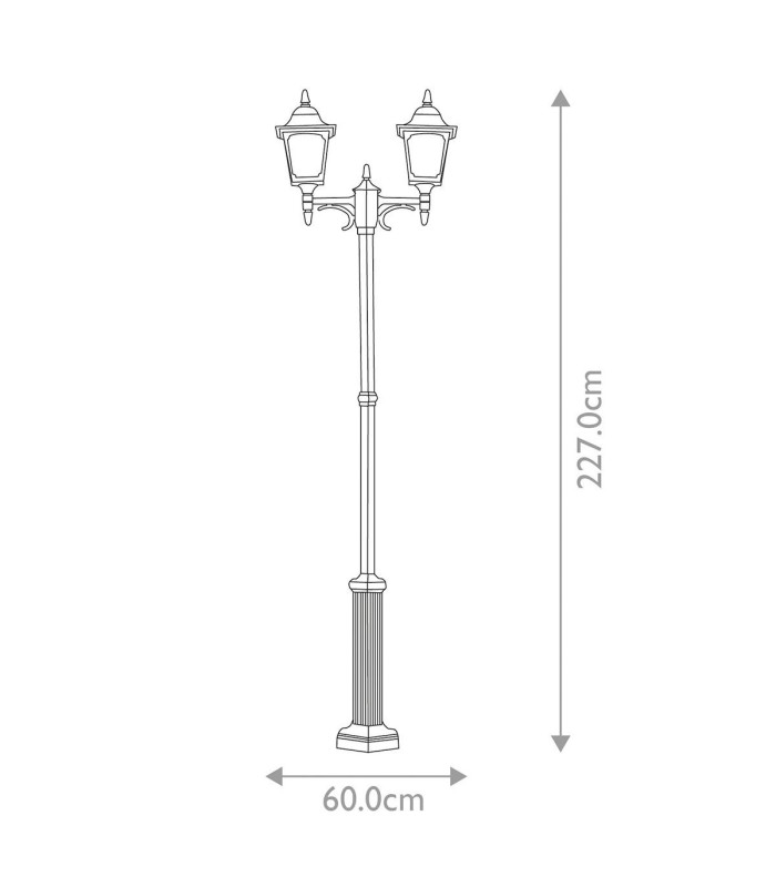 Chapel 2 Light Twin Outdoor Post Lantern Black IP44 E27-6
