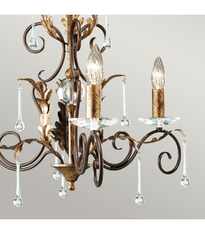 Amarilli Chandelier 3 Light Bronze Gold Floral Leaves Design  E14-2