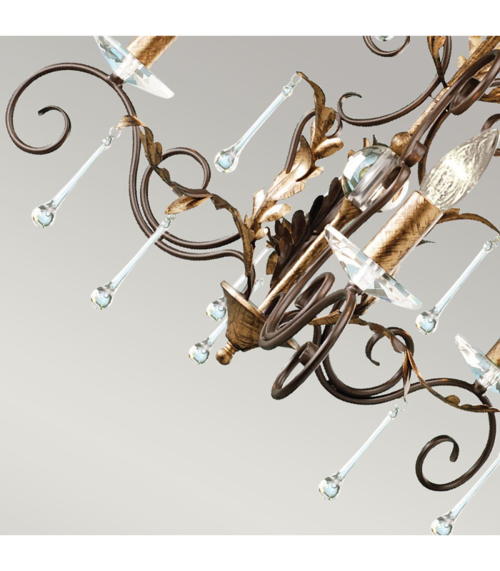 Amarilli Chandelier 3 Light Bronze Gold Floral Leaves Design  E14-3