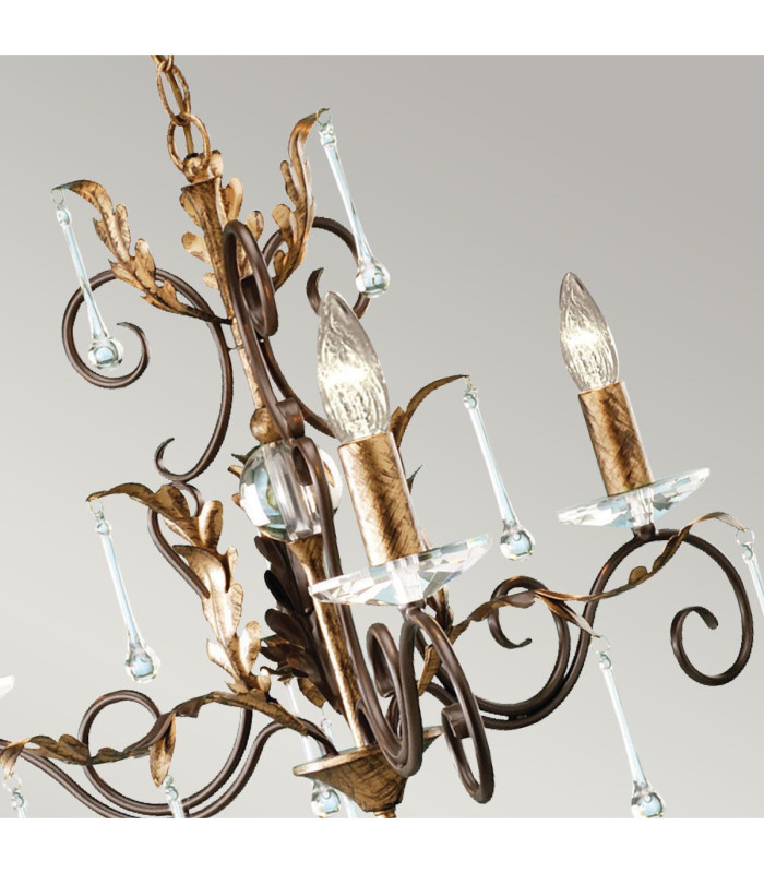 Amarilli Chandelier 3 Light Bronze Gold Floral Leaves Design  E14-5