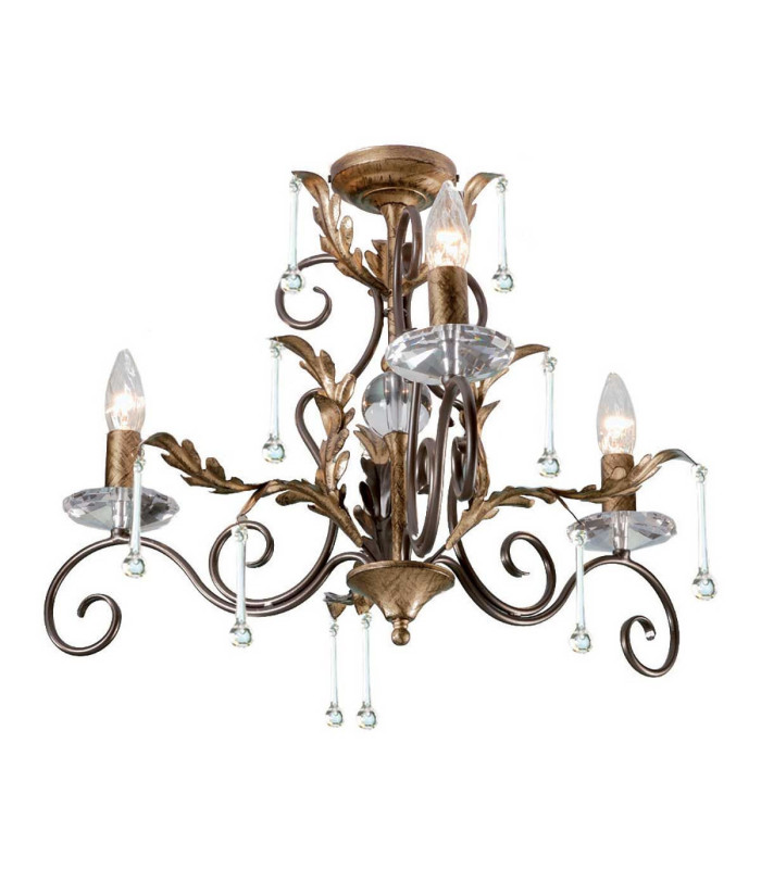 Amarilli Chandelier 3 Light Bronze Gold Floral Leaves Design  E14-6