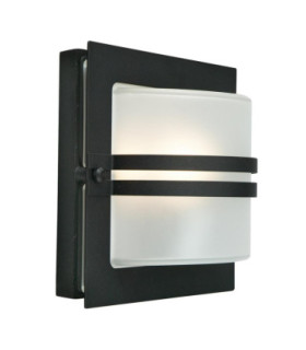 Bern 1 Light Outdoor Frosted Wall Light Black IP65 E27-1