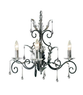 Amarilli Chandelier 3 Light Black Silver Floral Leaves Design  E14-1