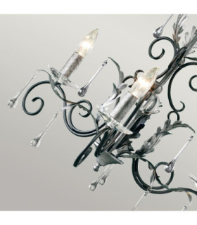 Amarilli Chandelier 3 Light Black Silver Floral Leaves Design  E14-2