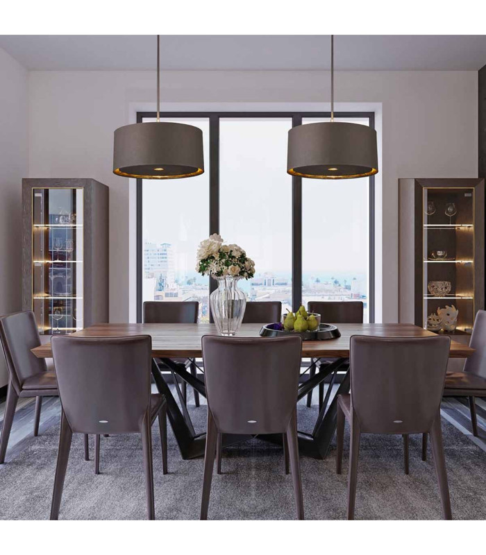 Balance 1 Light Round Ceiling Pendant Brown Brass E27-2