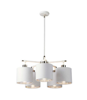 Balance 5 Light Multi Arm Ceiling Pendant Light White Polished Nickel E27-1