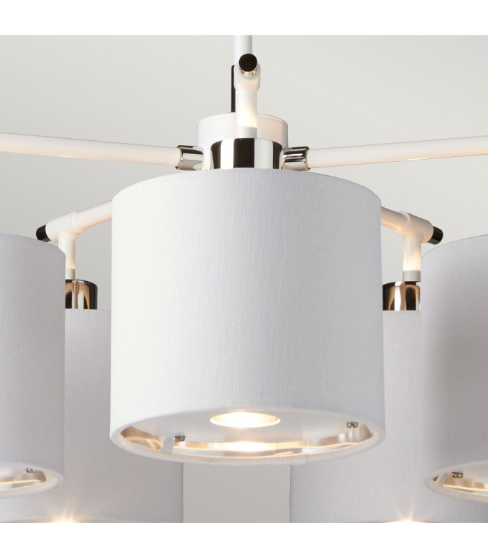 Balance 5 Light Multi Arm Ceiling Pendant Light White Polished Nickel E27-3