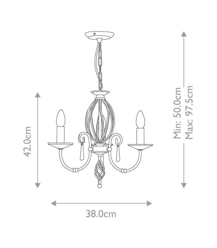 Aegean Chandelier 3 Light Polished Nickel Finish E14-4