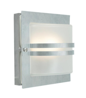 Bern 1 Light Outdoor Frosted Wall Light Galvanised IP65 E27-1