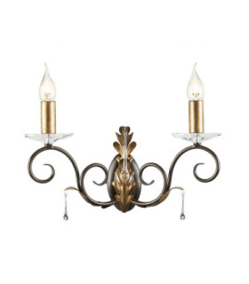 Amarilli 2 Light Indoor Candle Wall Light Gold Floral Leaves Design  E14-1