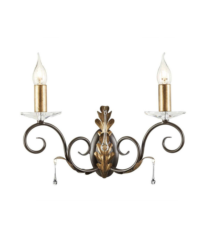 Amarilli 2 Light Indoor Candle Wall Light Gold Floral Leaves Design  E14-1