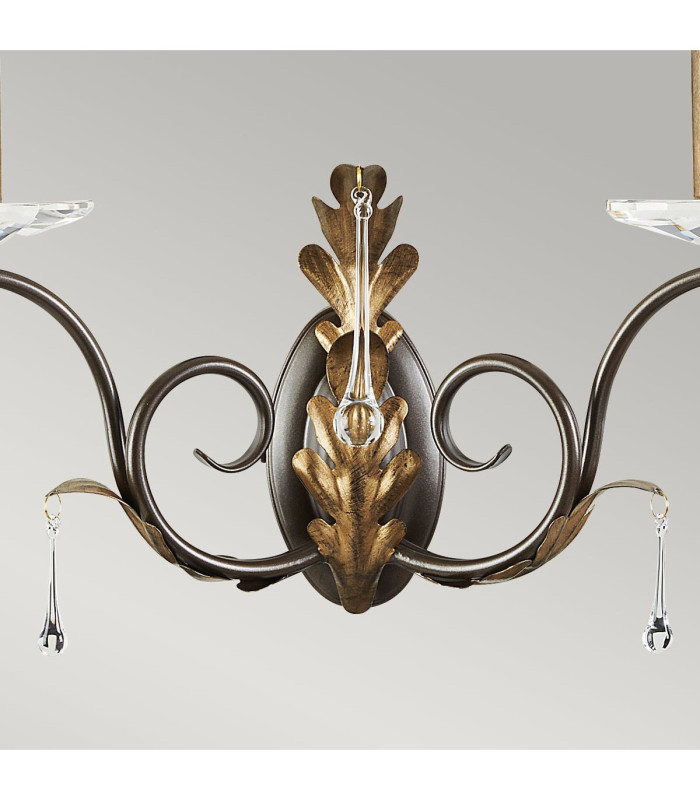 Amarilli 2 Light Indoor Candle Wall Light Gold Floral Leaves Design  E14-2