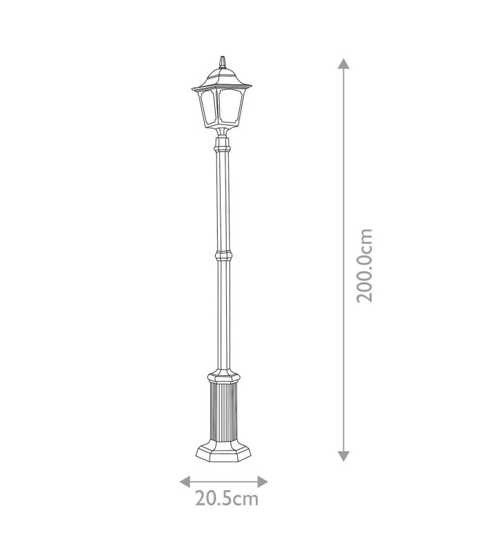 Chapel 1 Light Outdoor Lamp Post Black IP44 E27-6