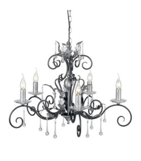 Amarilli 5 Light Chandelier Black Silver Floral Leaves Design  E14-1