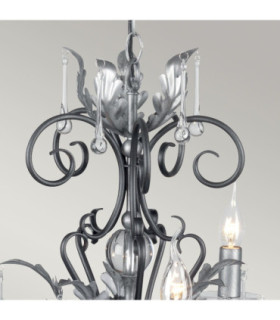 Amarilli 5 Light Chandelier Black Silver Floral Leaves Design  E14-2