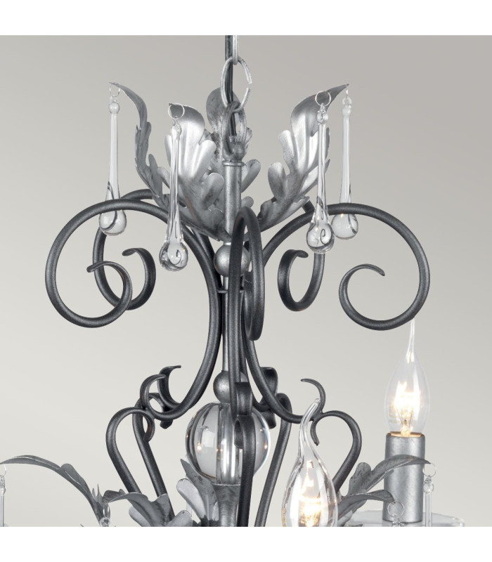 Amarilli 5 Light Chandelier Black Silver Floral Leaves Design  E14-2