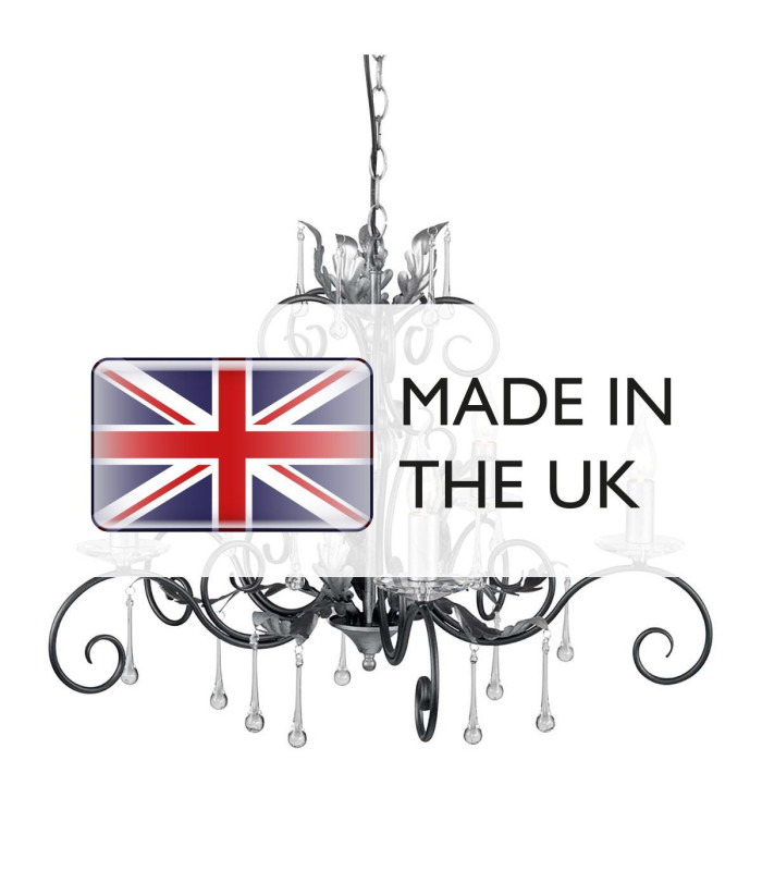 Amarilli 5 Light Chandelier Black Silver Floral Leaves Design  E14-4