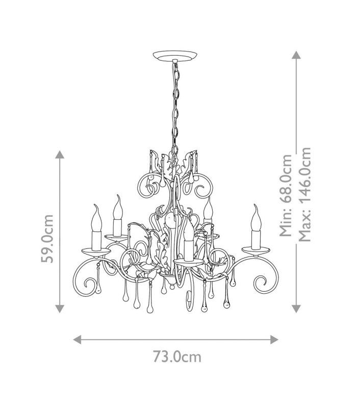 Amarilli 5 Light Chandelier Black Silver Floral Leaves Design  E14-6