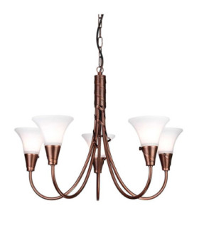 Emily 5 Light Multi Arm Chandelier Copper Finish E14-1