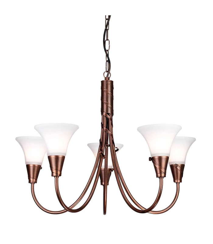 Emily 5 Light Multi Arm Chandelier Copper Finish E14-1