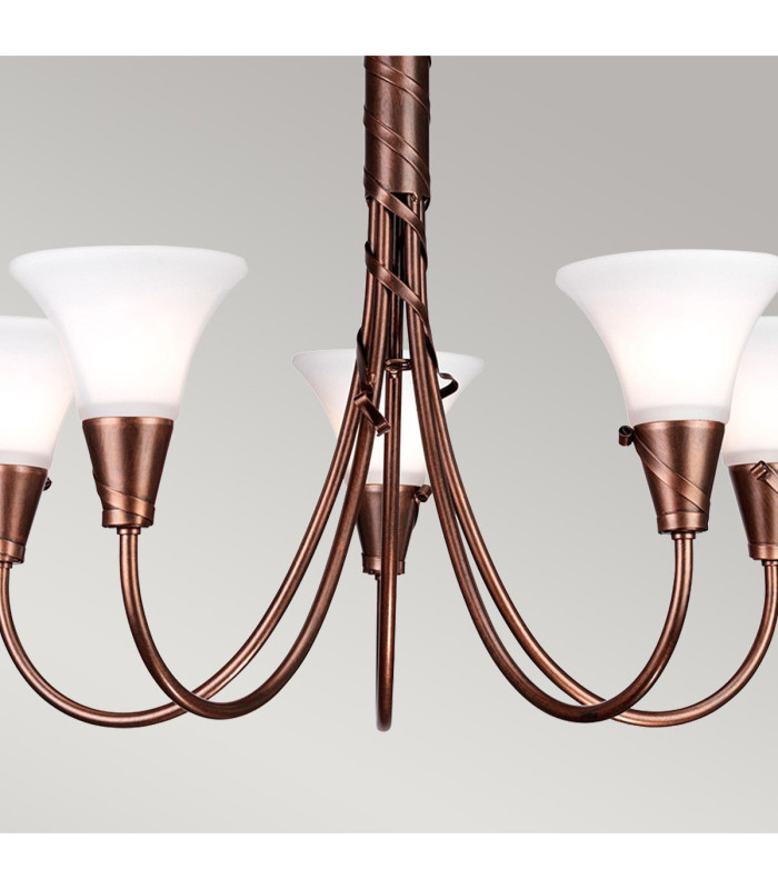 Emily 5 Light Multi Arm Chandelier Copper Finish E14-3