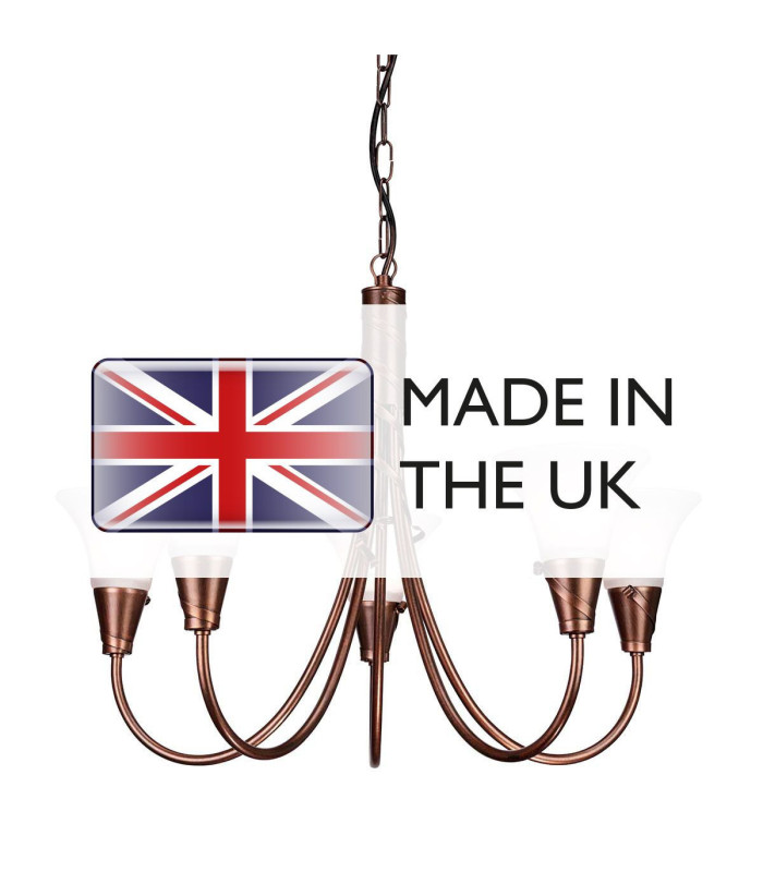 Emily 5 Light Multi Arm Chandelier Copper Finish E14-4