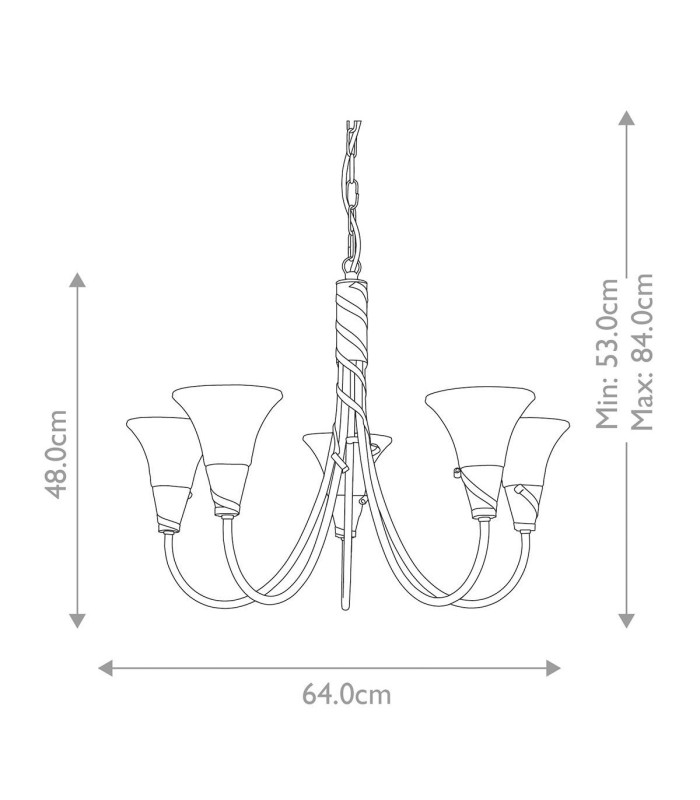 Emily 5 Light Multi Arm Chandelier Copper Finish E14-5