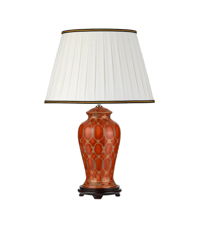 Datai Traditional Terracotta Oriental Ceramic Table Lamp Ivory Cotton Shade-1