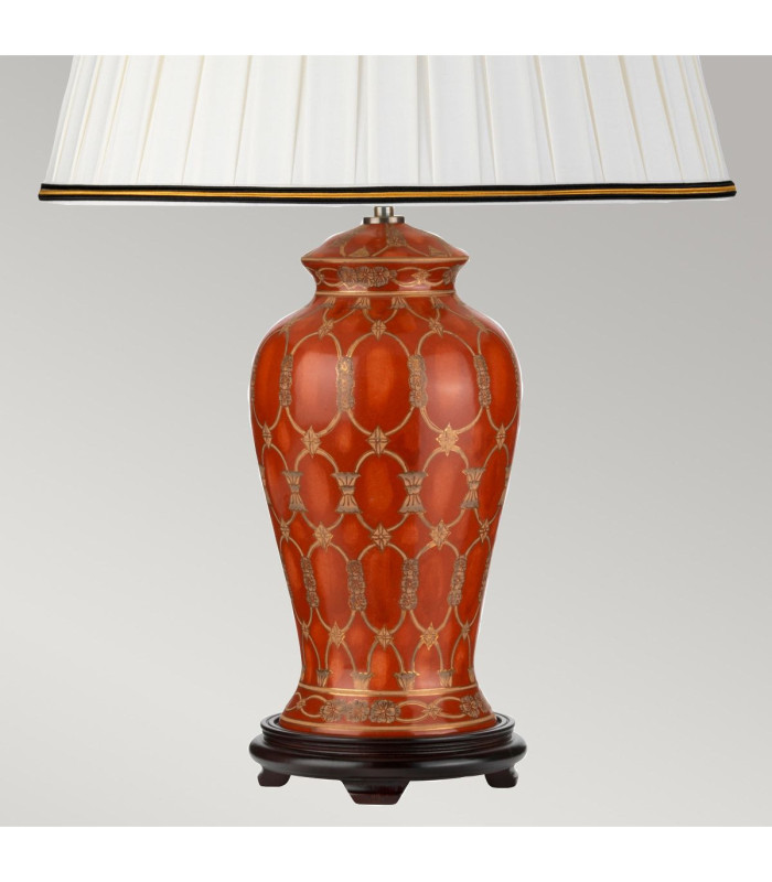 Datai Traditional Terracotta Oriental Ceramic Table Lamp Ivory Cotton Shade-3