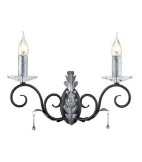 Amarilli 2 Light Indoor Candle Wall Light Black Floral Leaves Design  E14-1
