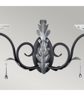Amarilli 2 Light Indoor Candle Wall Light Black Floral Leaves Design  E14-2
