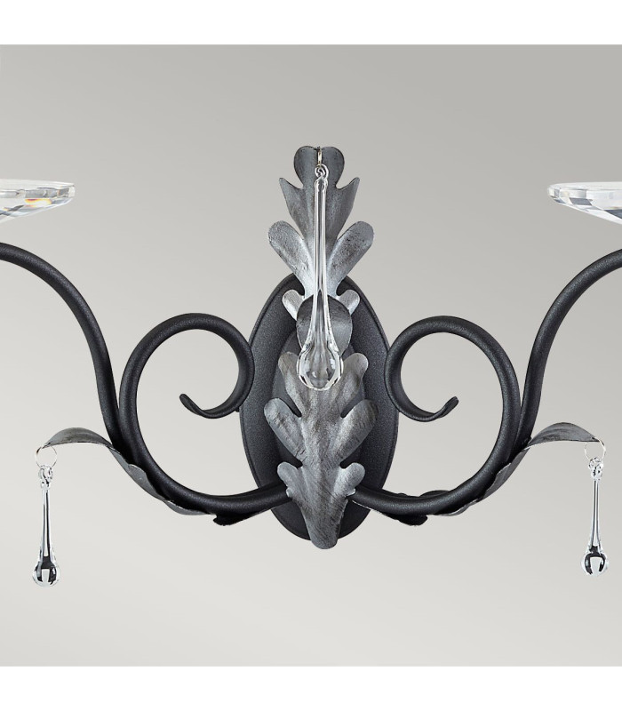 Amarilli 2 Light Indoor Candle Wall Light Black Floral Leaves Design  E14-2