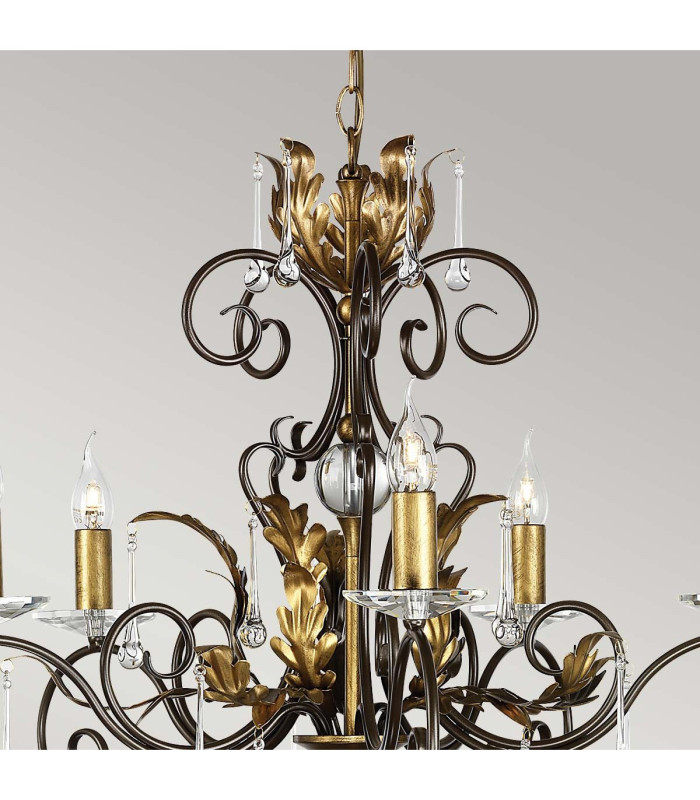 Amarilli 5 Light Chandelier Bronze Gold Floral Leaves Design  E14-2