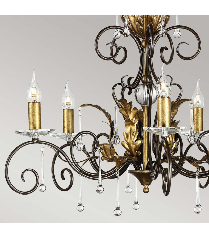 Amarilli 5 Light Chandelier Bronze Gold Floral Leaves Design  E14-3