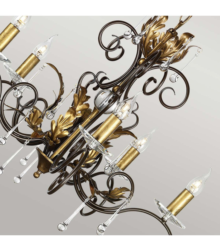 Amarilli 5 Light Chandelier Bronze Gold Floral Leaves Design  E14-5