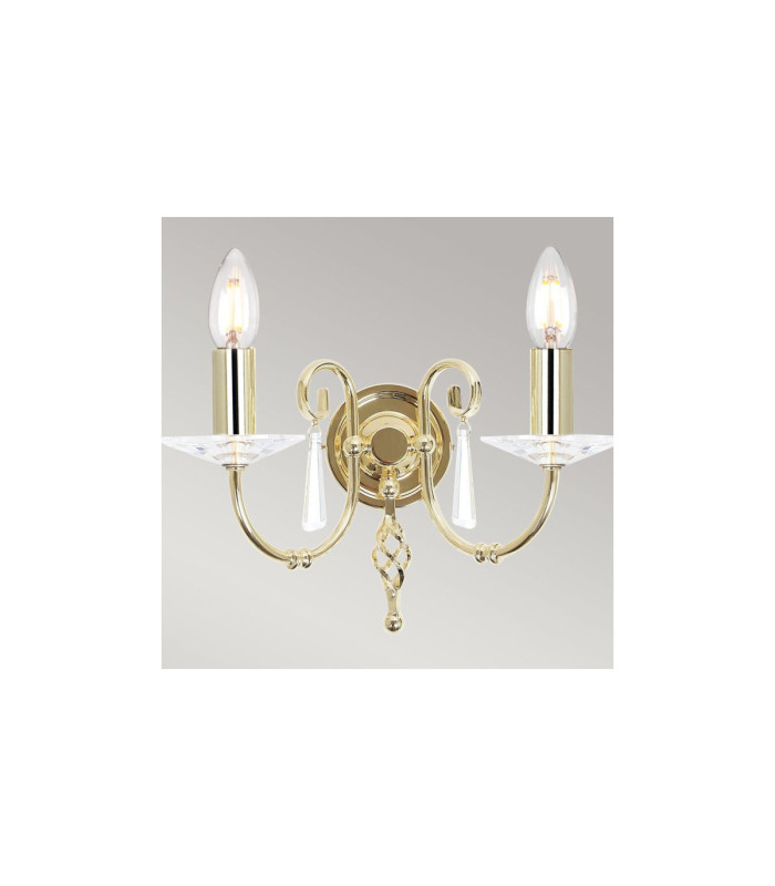 Aegean 2 Light Indoor Candle Wall Light Polished Brass E14-3
