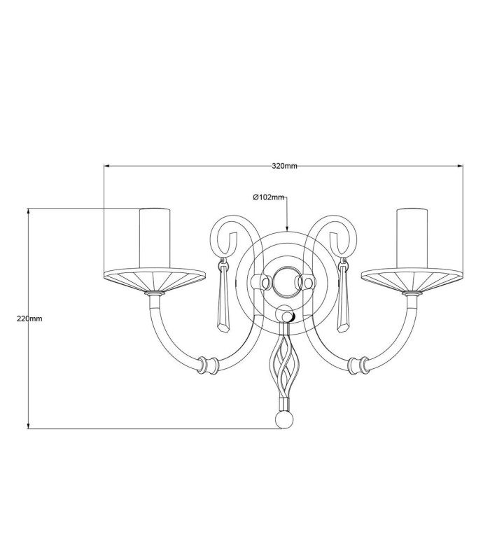 Aegean 2 Light Indoor Candle Wall Light Polished Brass E14-4