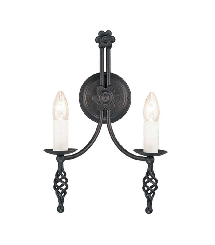 Belfry 2 Light Indoor Candle Wall Light Black E14-1