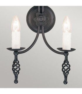 Belfry 2 Light Indoor Candle Wall Light Black E14-2