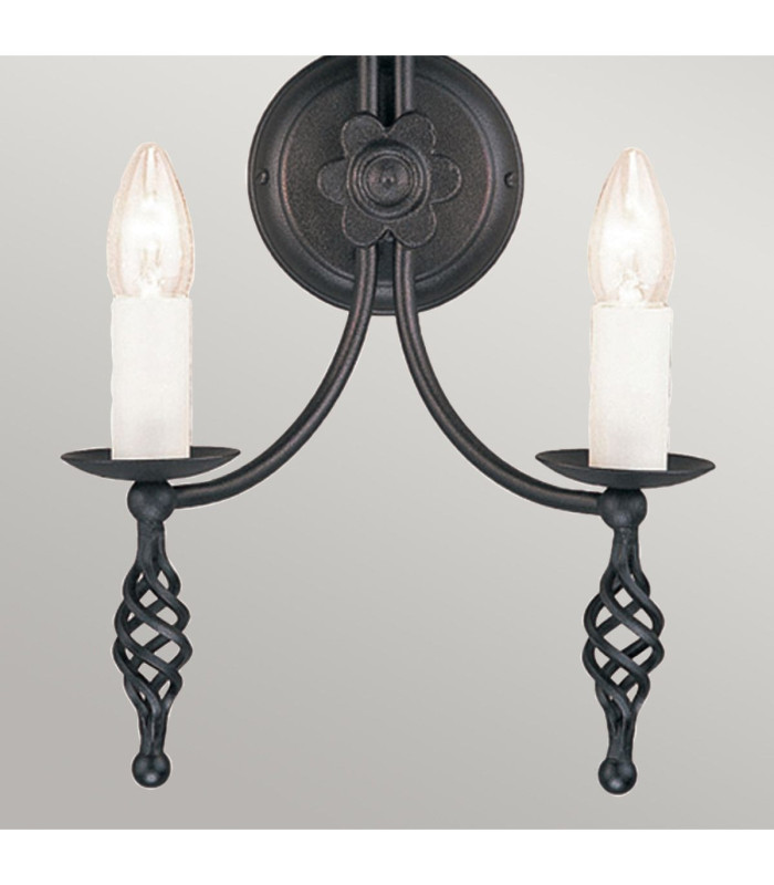 Belfry 2 Light Indoor Candle Wall Light Black E14-2