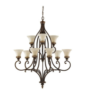 Drawing Room 9 Light Multi Arm Chandelier Walnut Finish E27-1