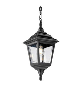 Kerry 1 Light Outdoor Coastal Ceiling Chain Lantern Black IP44 E27-1