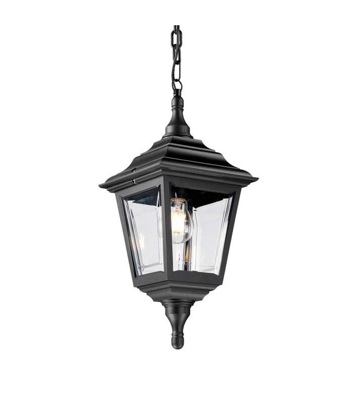 Kerry 1 Light Outdoor Coastal Ceiling Chain Lantern Black IP44 E27-1