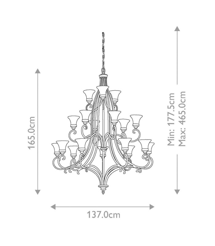 Drawing Room 18 Light Multi Arm Chandelier Walnut Finish E27-9