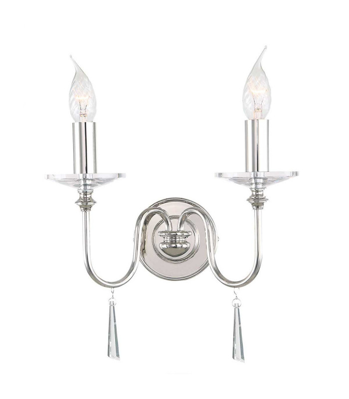 Finsbury Park 2 Light Indoor Candle Wall Light Polished Nickel E14-1