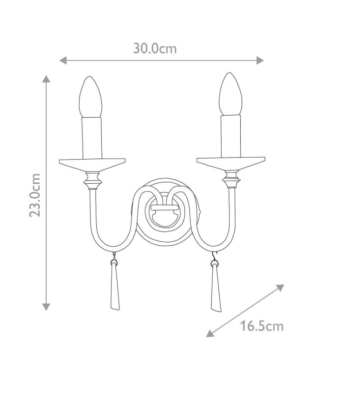 Finsbury Park 2 Light Indoor Candle Wall Light Polished Nickel E14-5