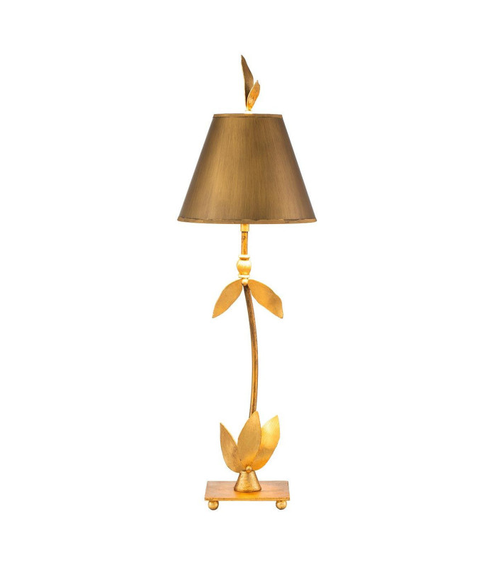 Red Bell 1 Light Table Lamp Gold Leaf Floral Leaves Design E27-1