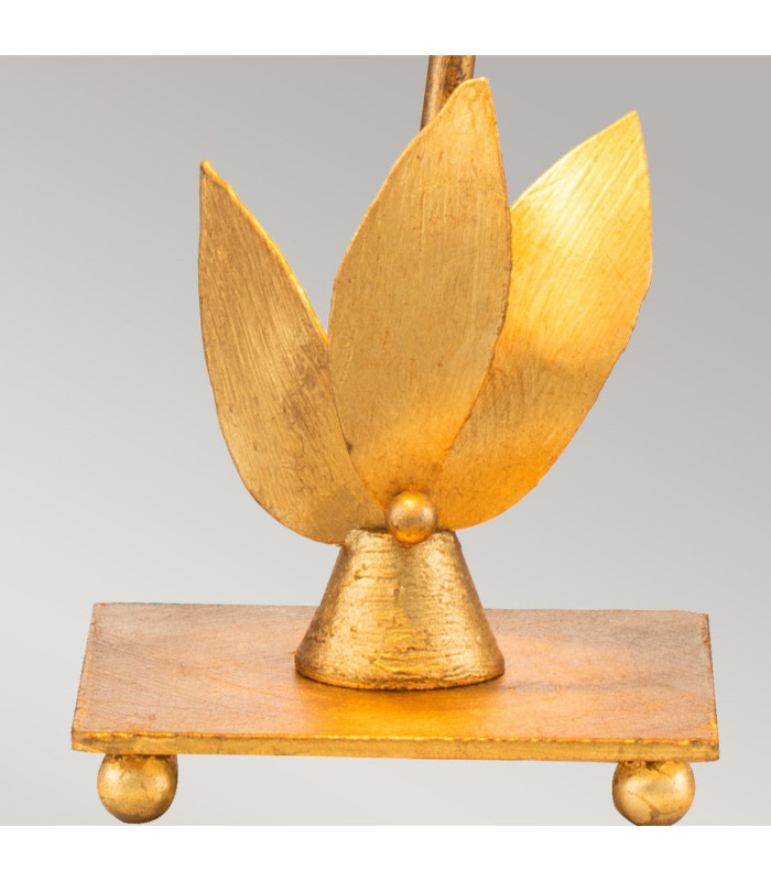 Red Bell 1 Light Table Lamp Gold Leaf Floral Leaves Design E27-5