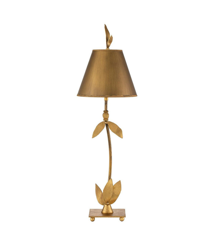 Red Bell 1 Light Table Lamp Gold Leaf Floral Leaves Design E27-6