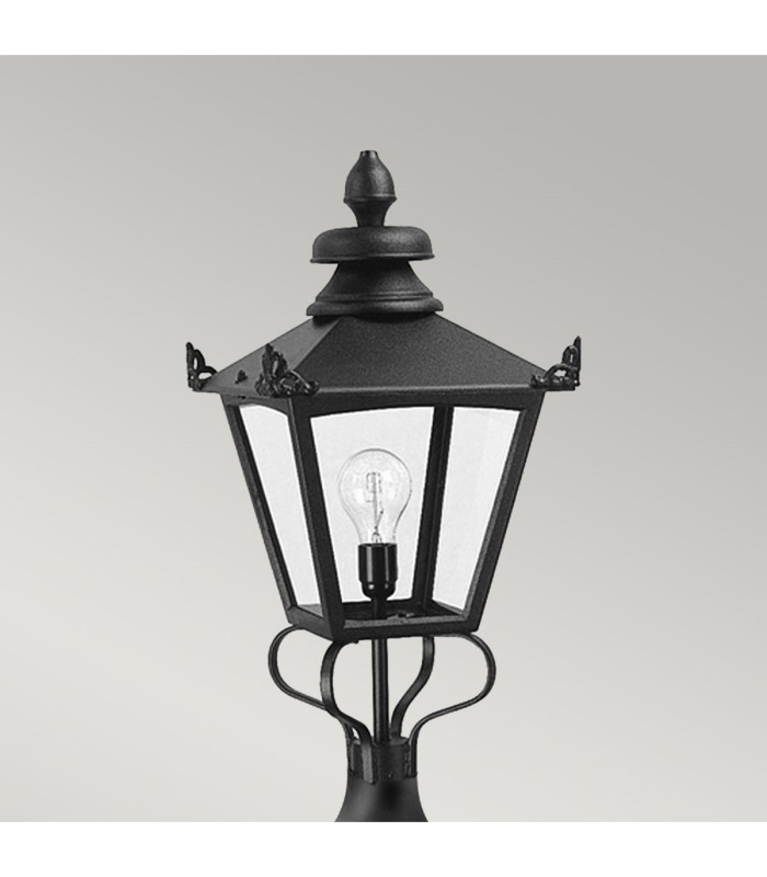 Grampian 1 Light Outdoor Pedestal Lantern Black E27-2